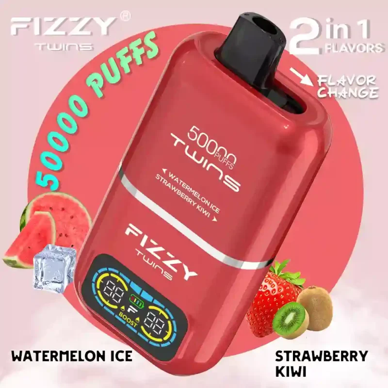 Fizzy Twins 50000 vape, technologia Dual Mesh Coil, przełączanie smaków e-papieros, wysokiej jakości smak vape - Fizzy Twins 50000 Puffs: Dual Smaki