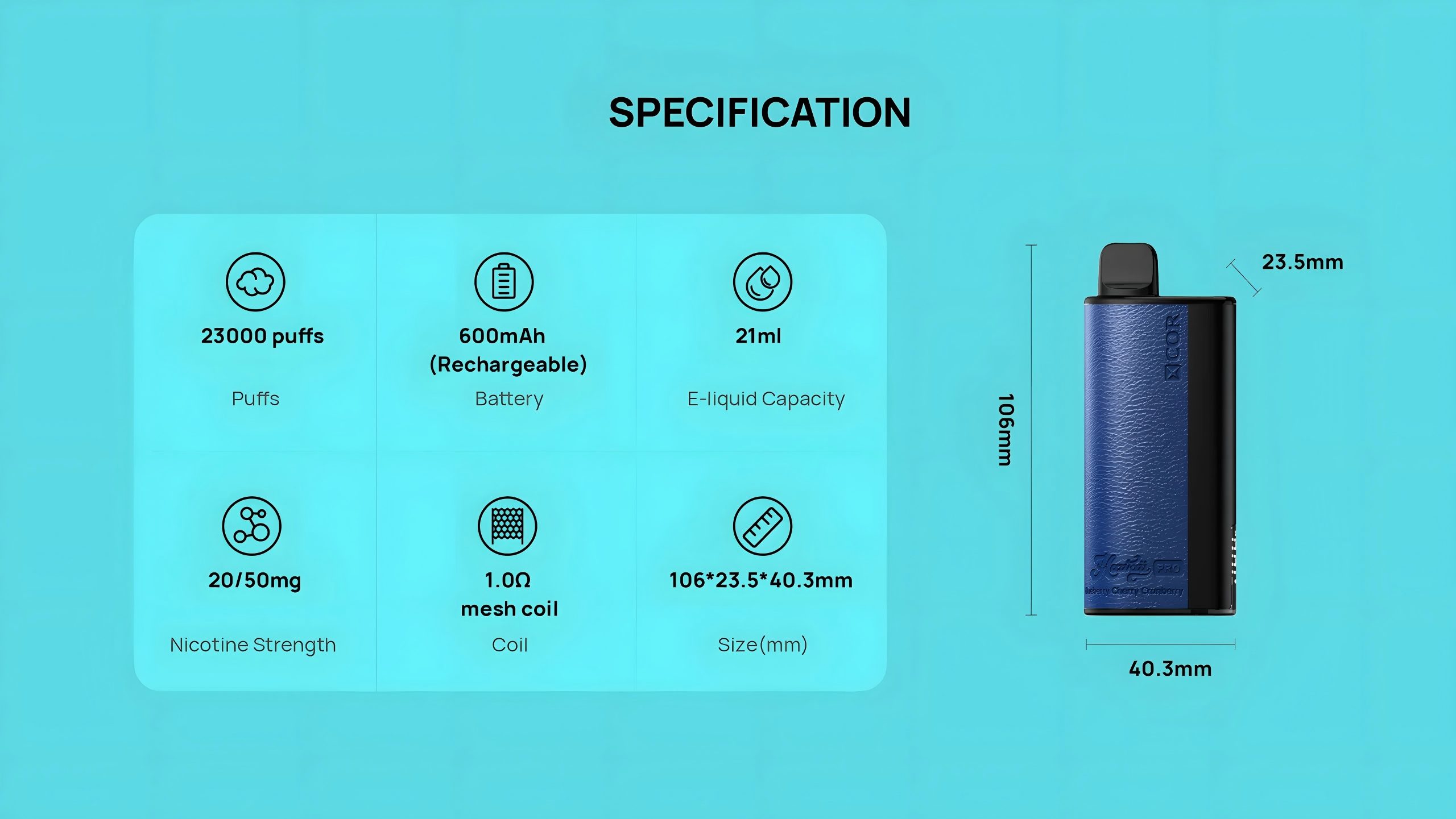 XCOR Hawaii Pro 23000 – 36ml, LED, wydajny vape | vapixo