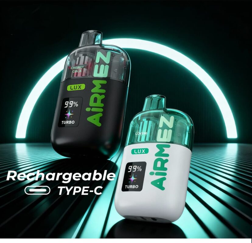 Airmez LUX ekran LED, smart vape wyświetlacz, wskaźnik płynu vape, inteligentny e-papieros - Airmez Lux 60000 60k Puffs Disposable Vape Visible Tank ...