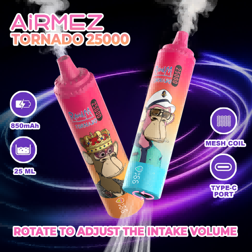 Airmez Tornado 25000 – LED, 25ml, regulowany airflow | vapixo | vape 25000 puffs