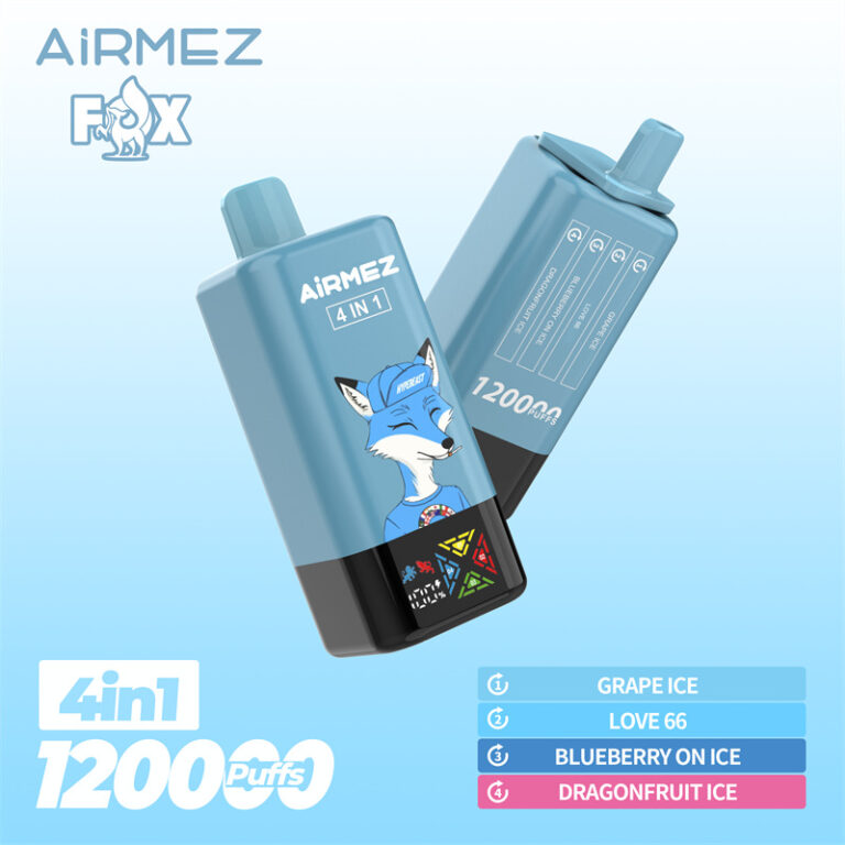 Airmez Fox 4 w 1 vape, e-papieros 120000 zaciągnięć, wydajny vape 60ml, modułowy e-papieros - Airmez Fox 120000 Puffs 4 In 1 Flavors 120k Disposable Vape ...