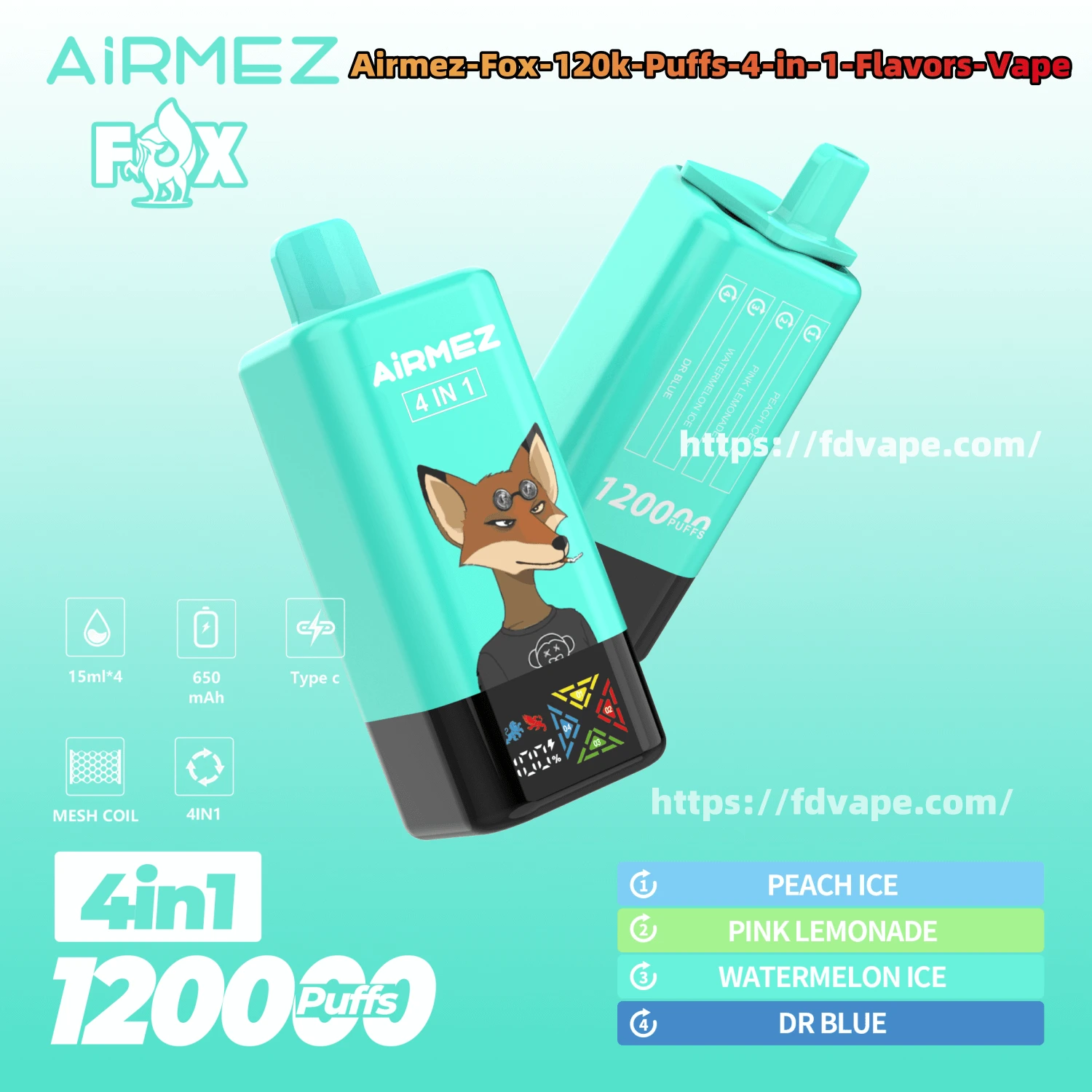 Airmez Fox 4w1 – 60ml, duża pojemność, vape podróżny | vapixo