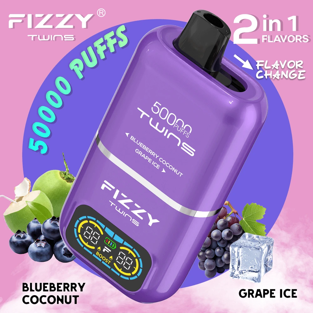FIZZY TWINS 50000 puffs vape, dwusmakowy e-papieros, inteligentny vape długi cykl życia - Fizzy Twins 50000 50 tys. zaciągnięć, podwójne smaki ...