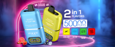 Fizzy Twins vape smart display, e-papieros wyświetlacz dwa smaki, wskaźnik poziomu liquidu vape - Fizzy Twins 50000 50 tys. zaciągnięć, podwójne smaki ...