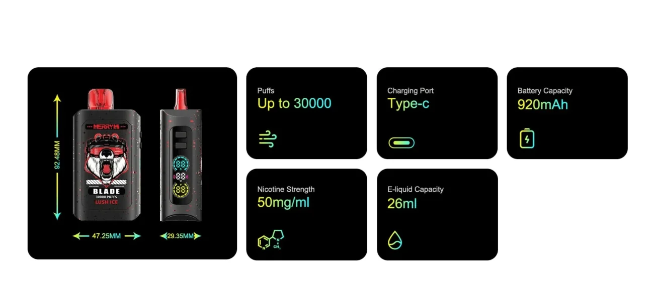 Merrymi Blade 30000 – LED, Type-C, wygodny vape | vapixo
