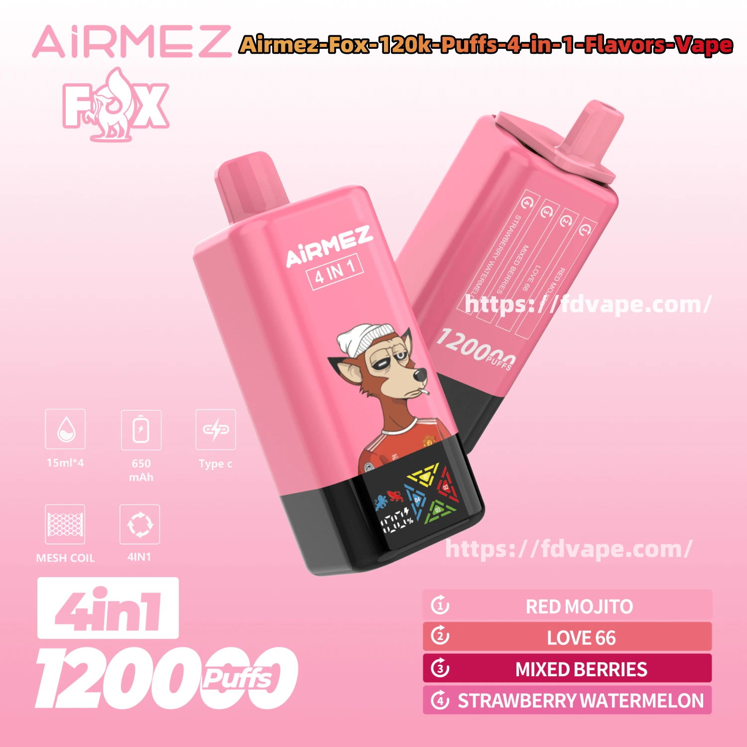 Airmez Fox 4w1 – 60ml, duża pojemność, vape podróżny | vapixo