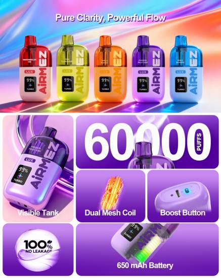 Airmez LUX 60000 60K Puffs Jednorazowy Vape – Widoczny zbiornik, duża pojemność liquidu | vapixo