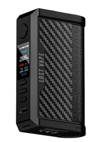 Zbliżenie na zaawansowany mod Lost Vape Centaurus, z widocznym ekranem lub wymiennym panelem, symbolizujące precyzyjny chipset Quest 2.0 i wysoką jakość wykonania z aluminium lotniczego