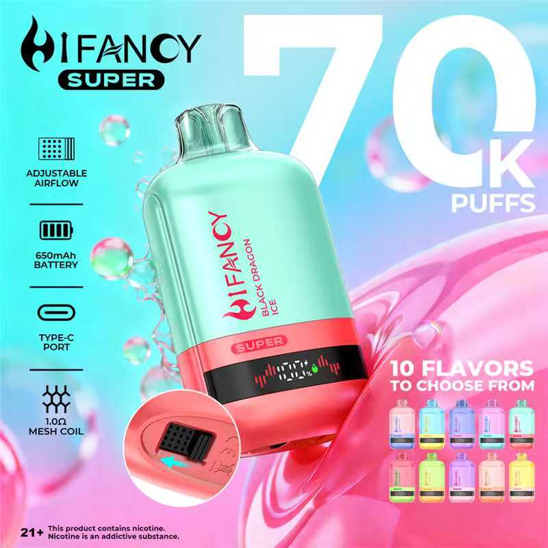 HIFANCY SUPER 70000 – 46ml, mesh coil, intensywny smak Blueberry Candy Jam | vapixo | super pojemny vape