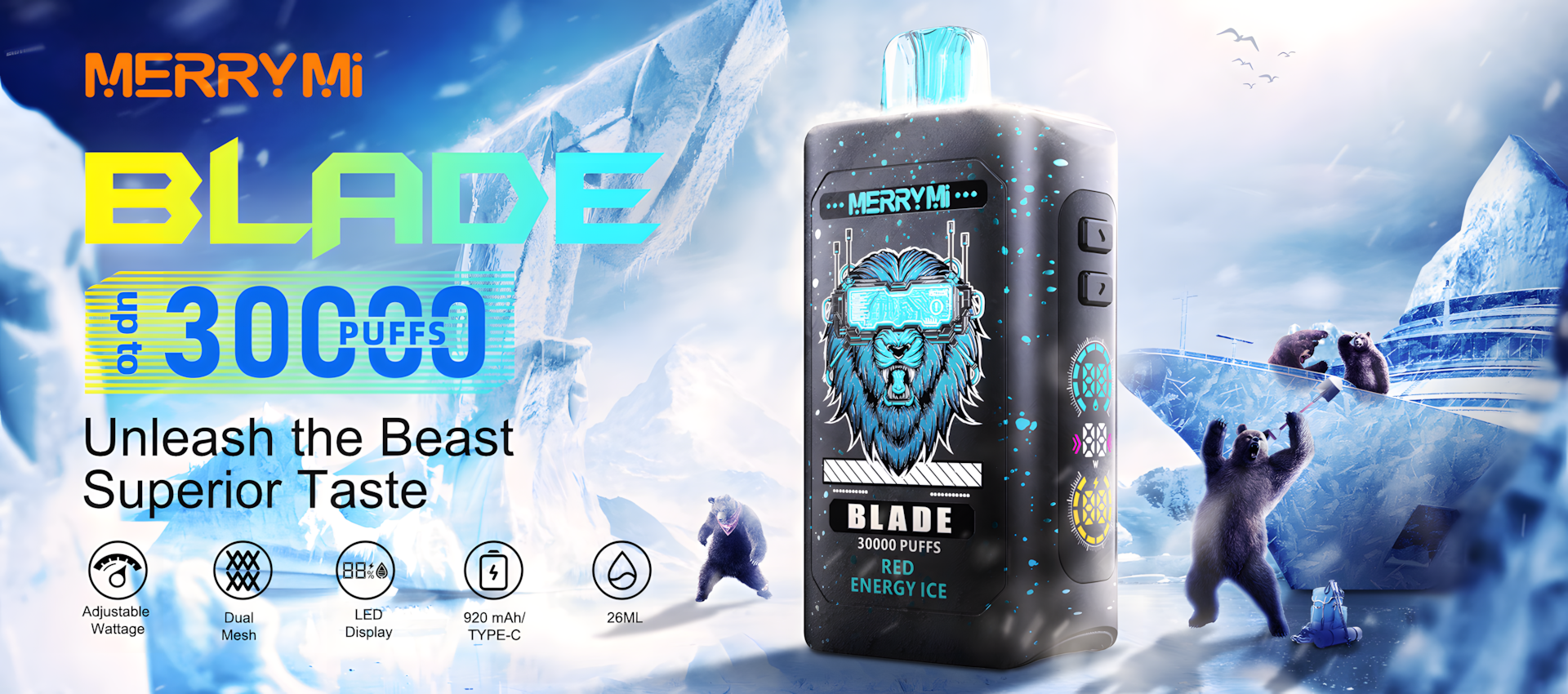 Merrymi Blade 30000 – LED, Type-C, wygodny vape | vapixo