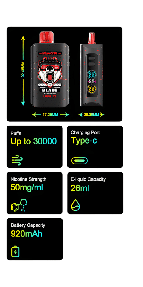 Merrymi Blade 30000 – LED, Type-C, wygodny vape | vapixo