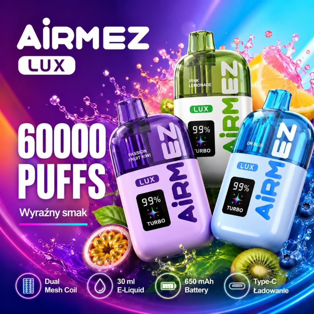 Airmez LUX 60000 60K Puffs Jednorazowy Vape – Widoczny zbiornik, duża pojemność liquidu | vapixo