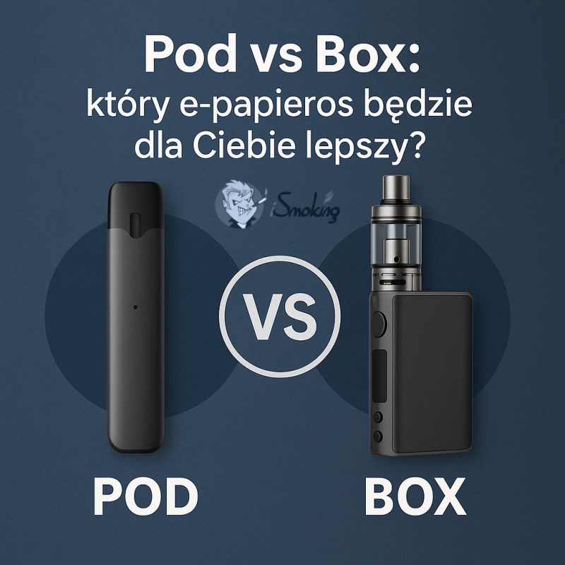 Obok siebie leżące dwa urządzenia do waporyzacji: tradycyjny dwuakumulatorowy Box Mod z atomizerem RTA oraz nowoczesny, smukły system zintegrowany Dual Mesh, symbolizujące test porównawczy.