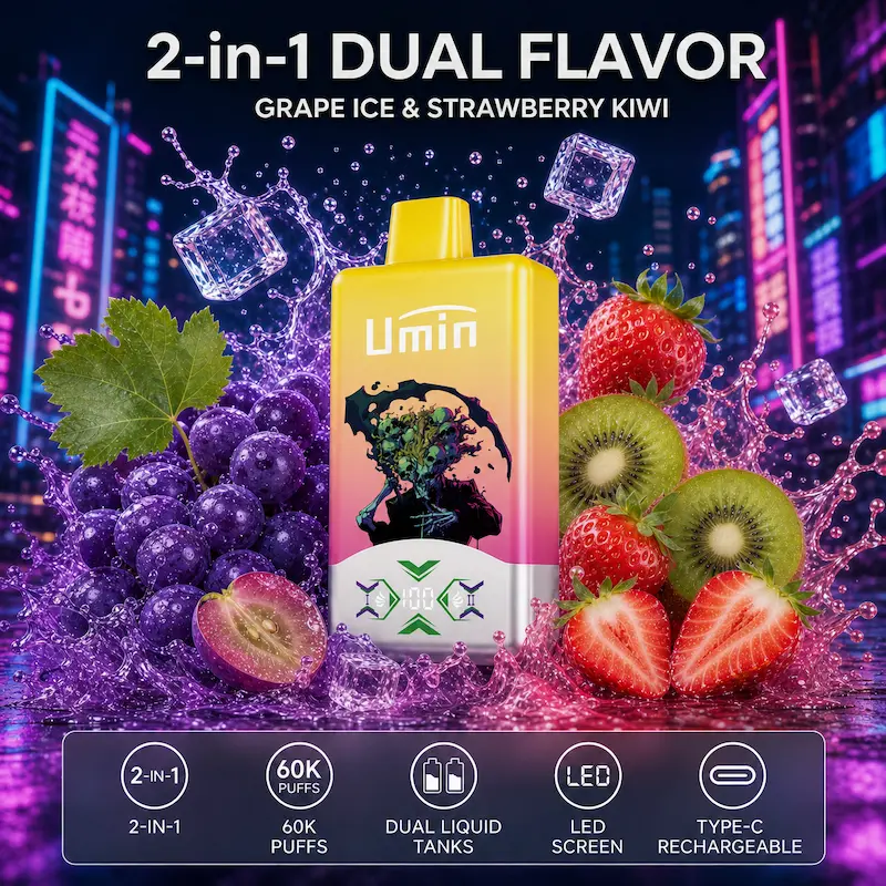 Umin 2 in 1 Dual Flavor 60000 – innowacyjny vape dwusmakowy z przełącznikiem | vapixo