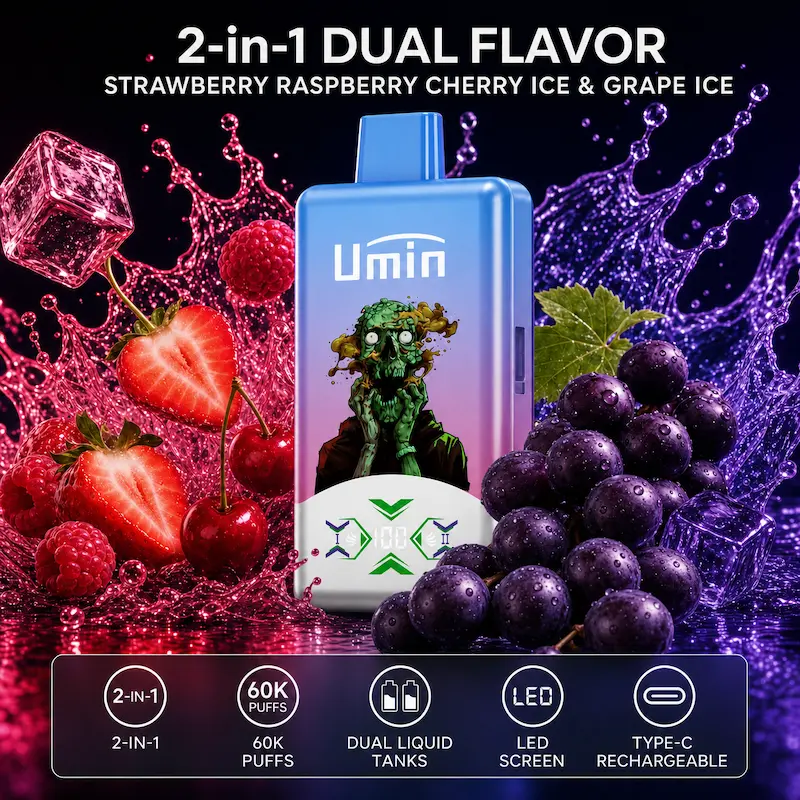 Umin 2 in 1 Dual Flavor 60000 – innowacyjny vape dwusmakowy z przełącznikiem | vapixo