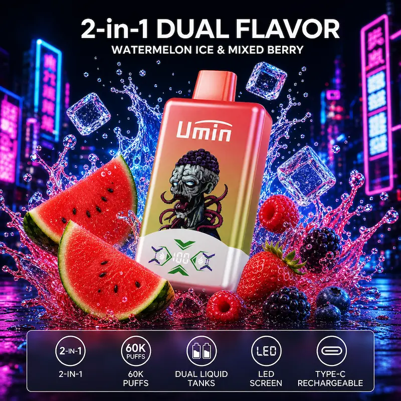 Umin 2 in 1 Dual Flavor 60000 – innowacyjny vape dwusmakowy z przełącznikiem | vapixo