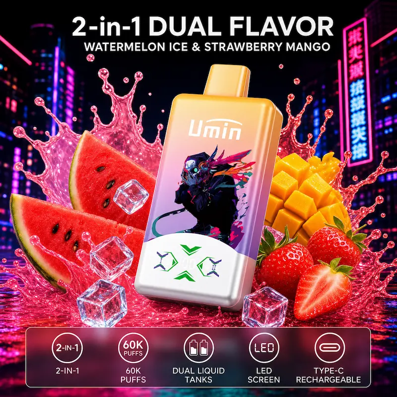 Umin 2 in 1 Dual Flavor 60000 – innowacyjny vape dwusmakowy z przełącznikiem | vapixo